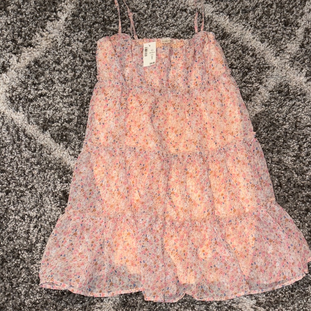 Aeropostale Pink Floral Tiered Midi Dress